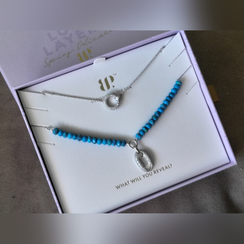 Spring luxe layers 2024 bomb party she's blessed and loved turquoise silver plat